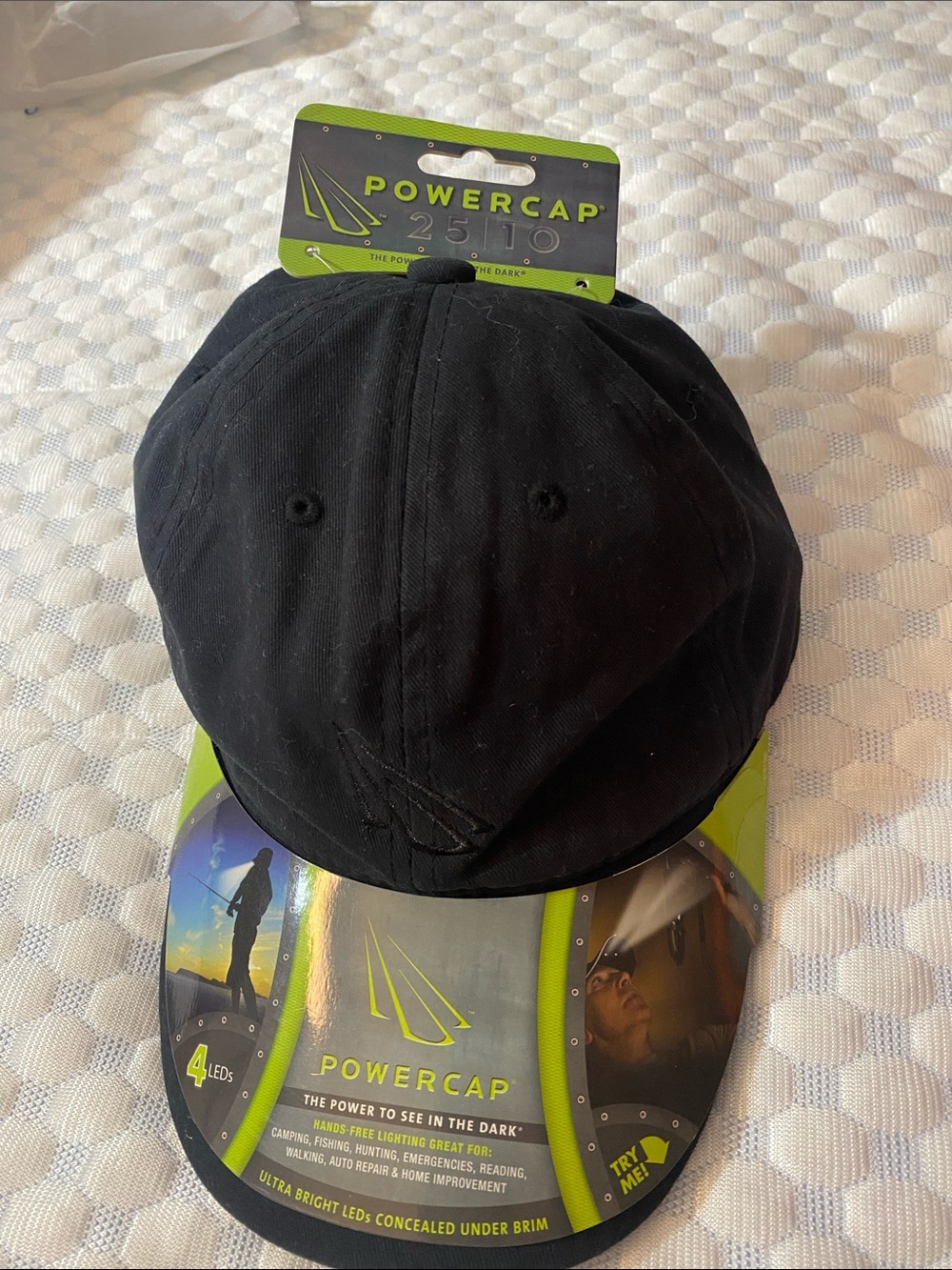 Travel PowerCap LED Hands-Free Lighting Hat Black camping hunting reading auto